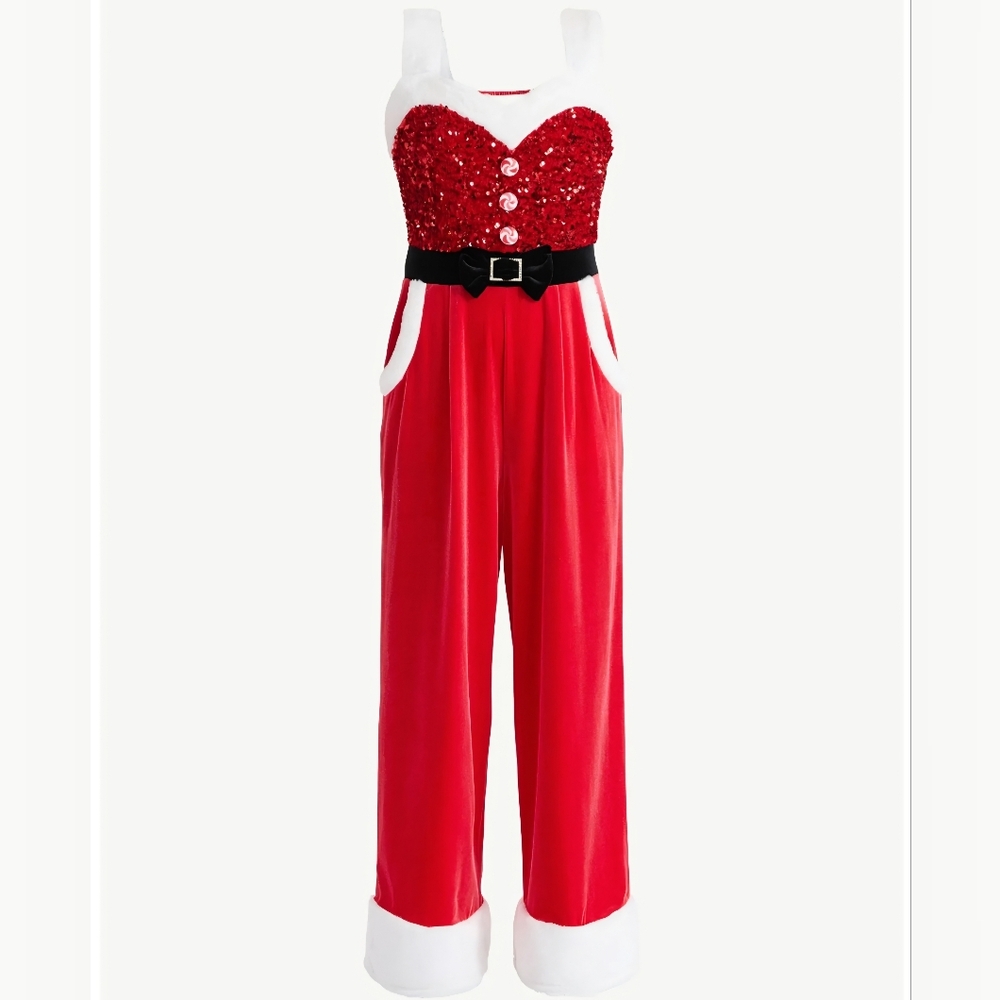 No Boundaries Santa Sequin Jumpsuit
